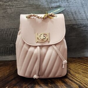 NWT Bebe Blush Pink Quilted Mini Backpack Purse Gold Chain Detail